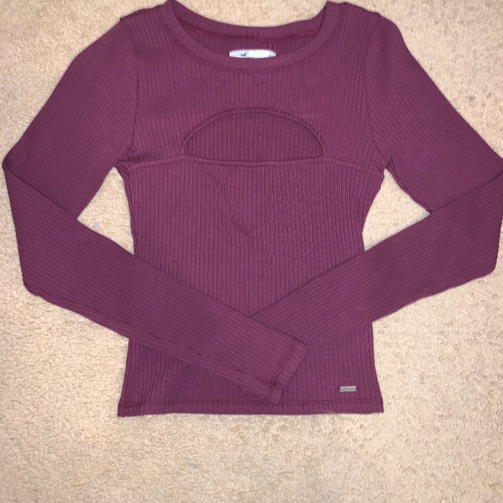 Chest Cut-out Long Sleeve Top